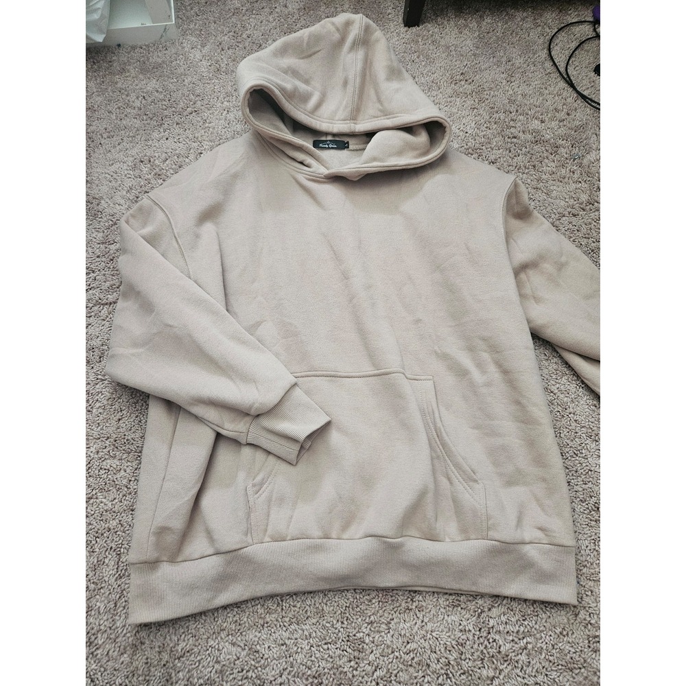 Trendy queen new large oversize loose sweater hoodie tan beige long sleeve
